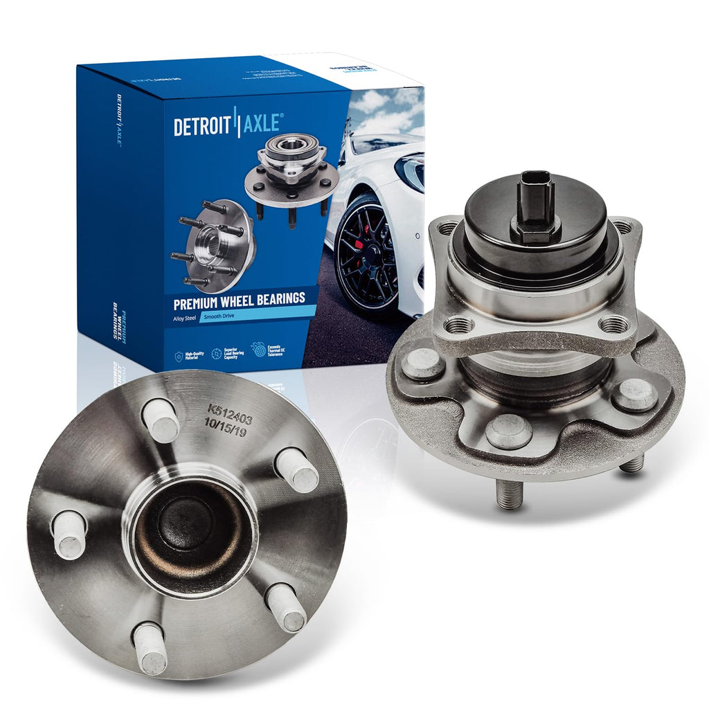 Detroit Axle - Pair Rear Wheel Bearing Hubs for 2009-2019 Toyota Corolla, 2009-2010 Pontiac Vibe [1.8L], 2009-2014 Matrix [1.8L], 5 Lugs w/ABS, 2011 2012 2013 2015 2016 2017 2018 Replacement