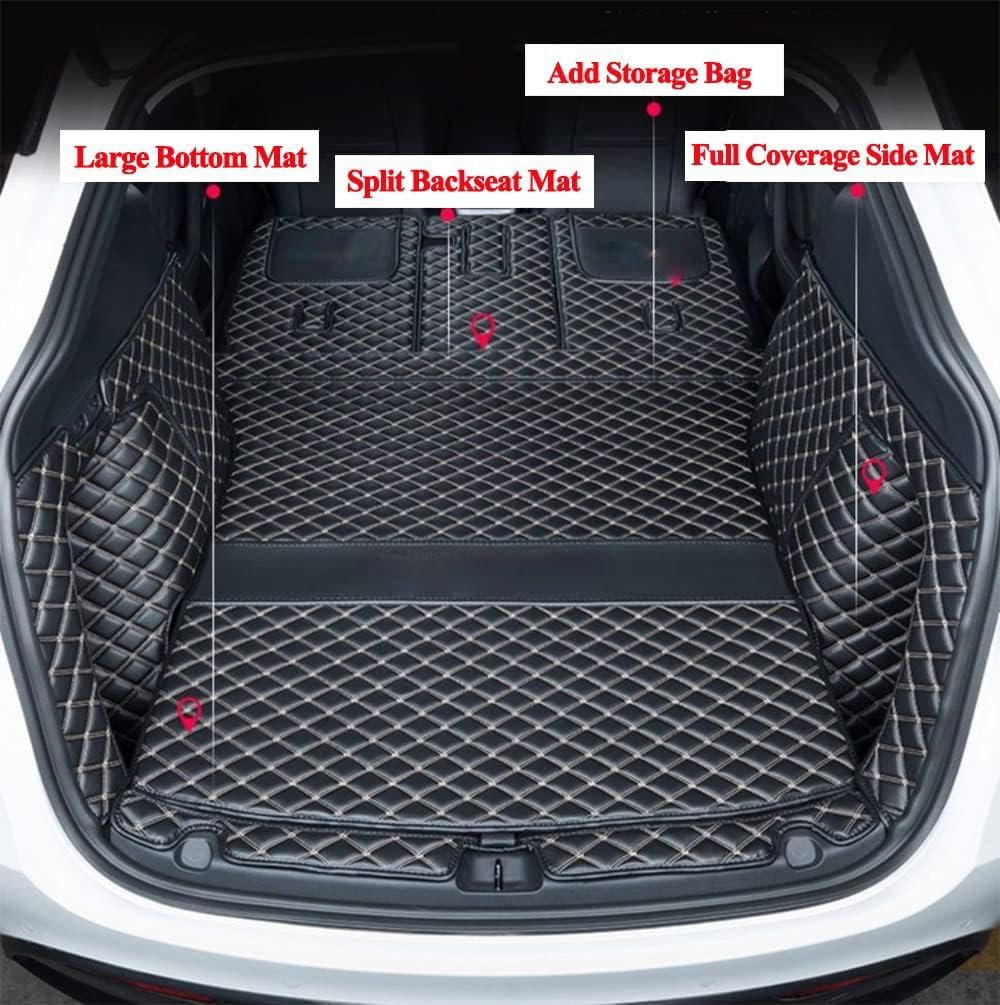 Trunk Cover Mat Compatible with 2020-2025 Tesla Model Y 5-Seater (Backrest Protector+Trunk Protector+Trunk Side Cover) Full Coverage Accessories