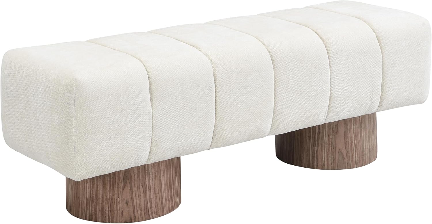 Christopher Knight Home Manila 50' Chenille Fabric Dining Bench for 2 People, Upholstery Ottoman Bench, End of Bed Footstool, Living Room Sofa Extra Seat/Footrest, No Assembly Needed, Light Beige