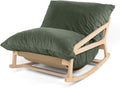 Pillow Saxx Bean Bag Rocking Chair - Elegant Oversized Rocker with Modern Wood Frame, Lush Velvet Green