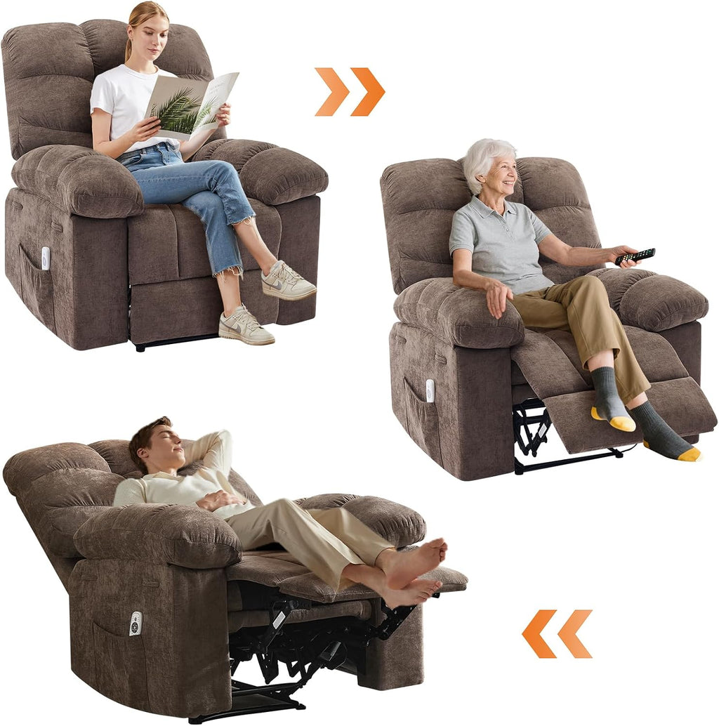 21.4in Wide Rocking Recliner Chair,Massage & Heat Recliner Chair for Adults,Home Theater Seating with Lumbar Support,Nursery Rocking Chairs for Living Room