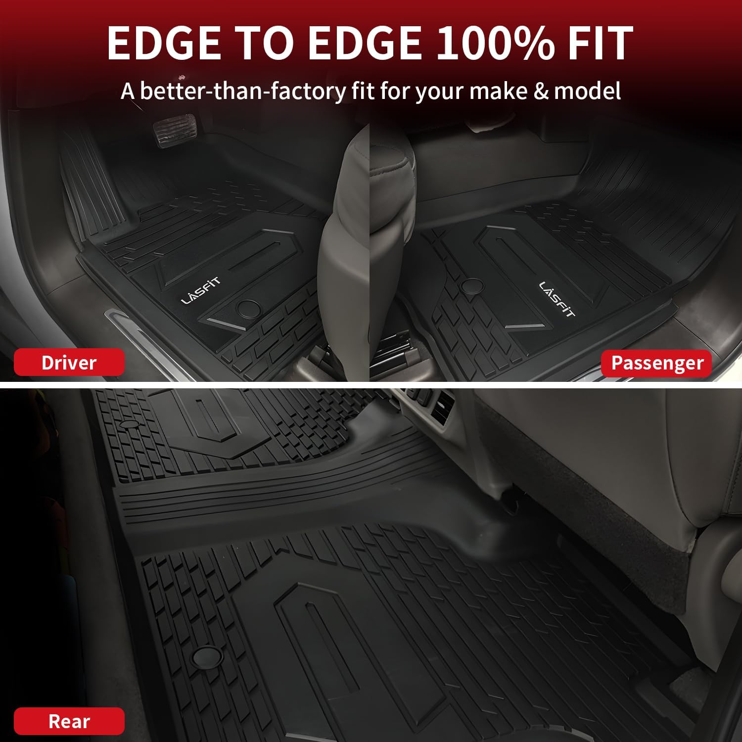 LASFIT Floor Mats 2019-2026 for Chevy Silverado/GMC Sierra 1500, 2020-2026 for 2500 HD/3500 HD, Crew Cab & Bucket Seat Only (Fit with Rear Under-Seat Storage Box, Not Fit 2nd Row Plastic Box), Black