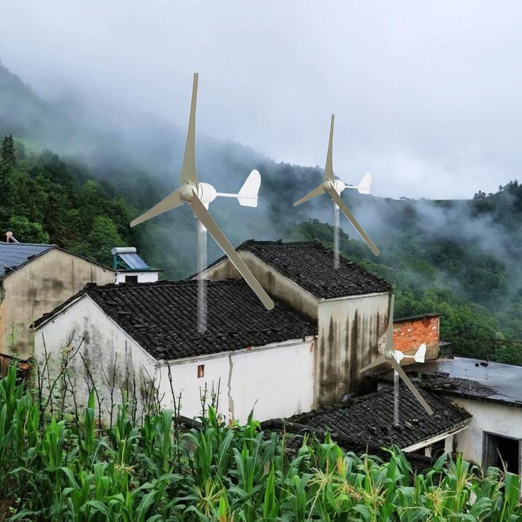 1000W Small Wind Generator Home Use, 3-Blade Wind Power Generator with MPPT Controller, Adjustable Windward Direction & 2.5m/s Start Wind Speed(White)