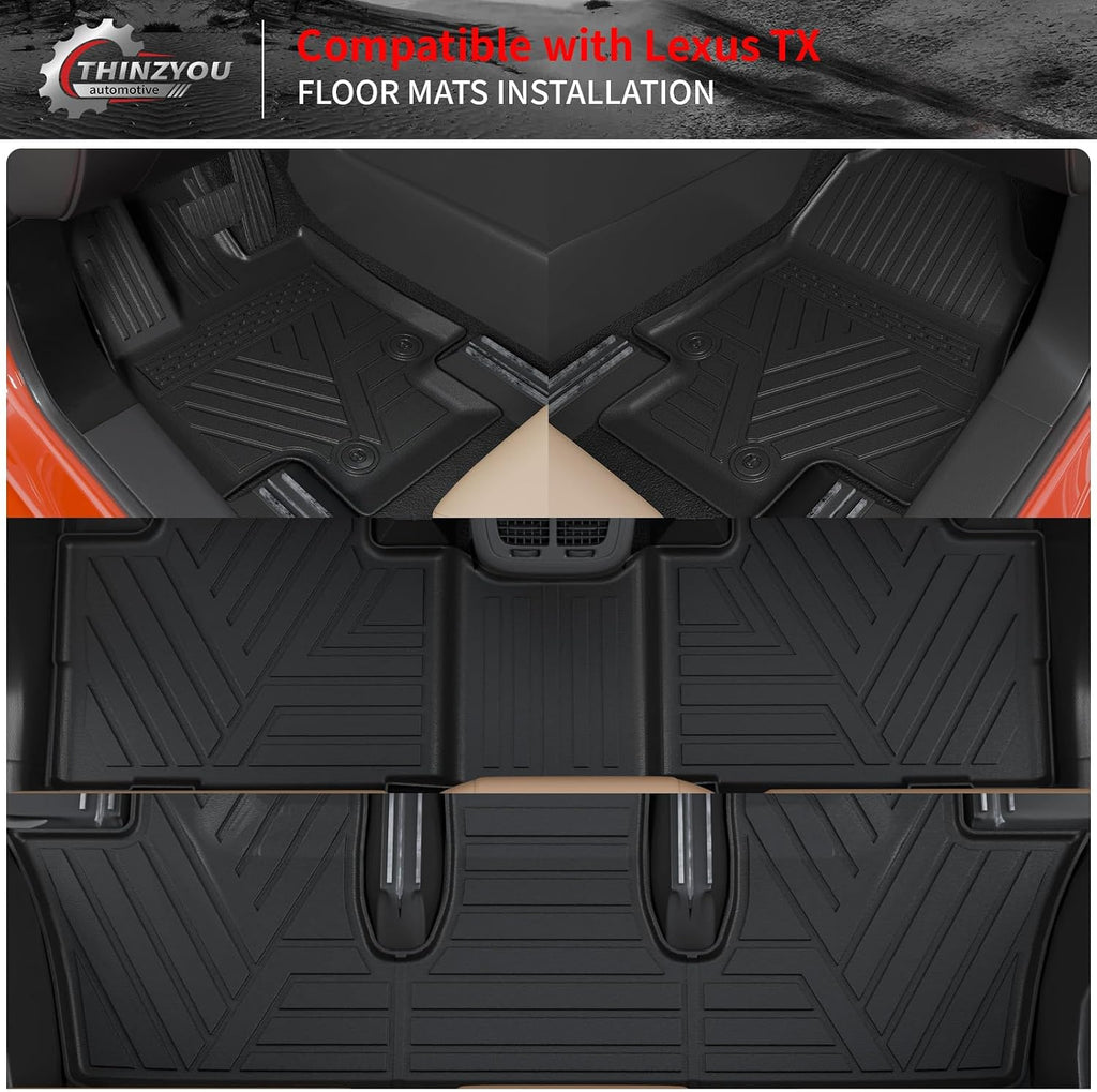 Floor Mats Compatible with 2024 2025 2026 Lexus TX350 TX500h TX550h+ 6&7 Seats Cargo Mat Trunk Liner Back Seat Cover All Weather TX Accessories (Floor Mats+Trunk Mat with Backrest Mat)