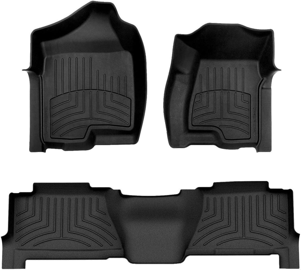 WeatherTech FloorLiner HP Custom Fit Floor Mats for Chevrolet Silverado, Escalade ESV, Suburban - 1st & 2nd Row (440031IM-440612IM), Black