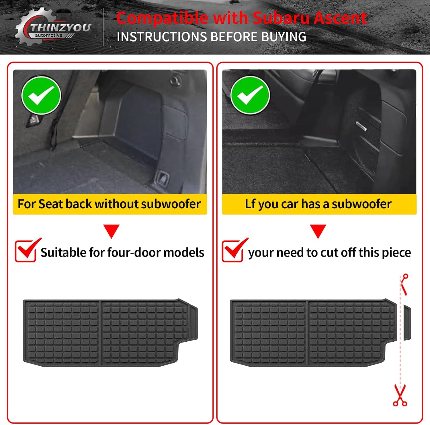 Floor Mats Compatible with 2019-2025 2026 Subaru Ascent Cargo Mat Liner TPE Back Seat Cover Protector 2023 Ascent Accessories (Fit 7&8 Seats, Trunk Mat+3rd Row Backrest Mats+Floor Mats)
