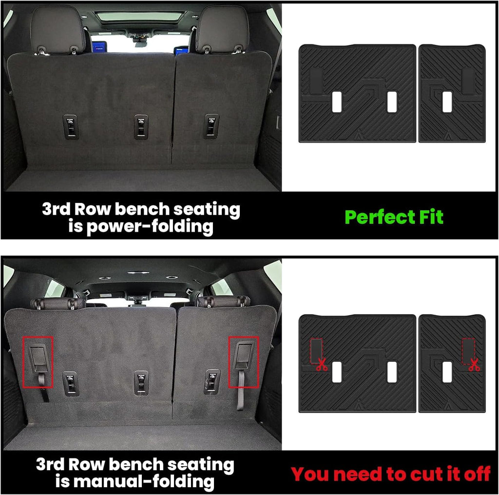 LASFIT Trunk Mat with Backrest Mat 2021-2026 for GMC Yukon (Only Yukon, Not Fit Yukon XL)/Cadillac Escalade (Only Escalade, Not Fit Escalade ESV)/Chevrolet Chevy Tahoe, All Weather TPE Custom Fit
