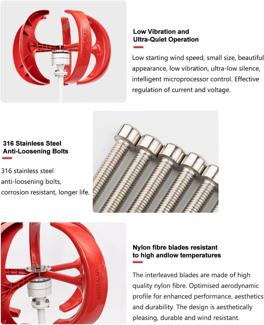 Wind Turbine Generator, 12V 24V 400W 600W 800W 1000W 1200W 5 Blades Vertical Wind Turbine Kit Low Wind Speed Starting Wind Power Generator with Controller for Home, Camping,12V-400W