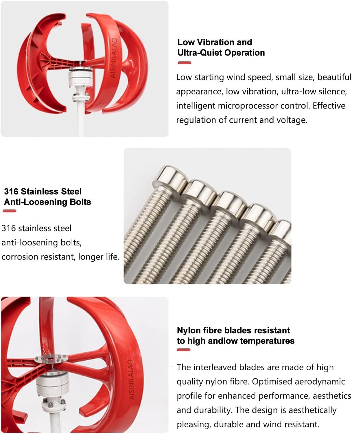 Wind Turbine Generator, 12V 24V 400W 600W 800W 1000W 1200W 5 Blades Vertical Wind Turbine Kit Low Wind Speed Starting Wind Power Generator with Controller for Home, Camping,12V-600W