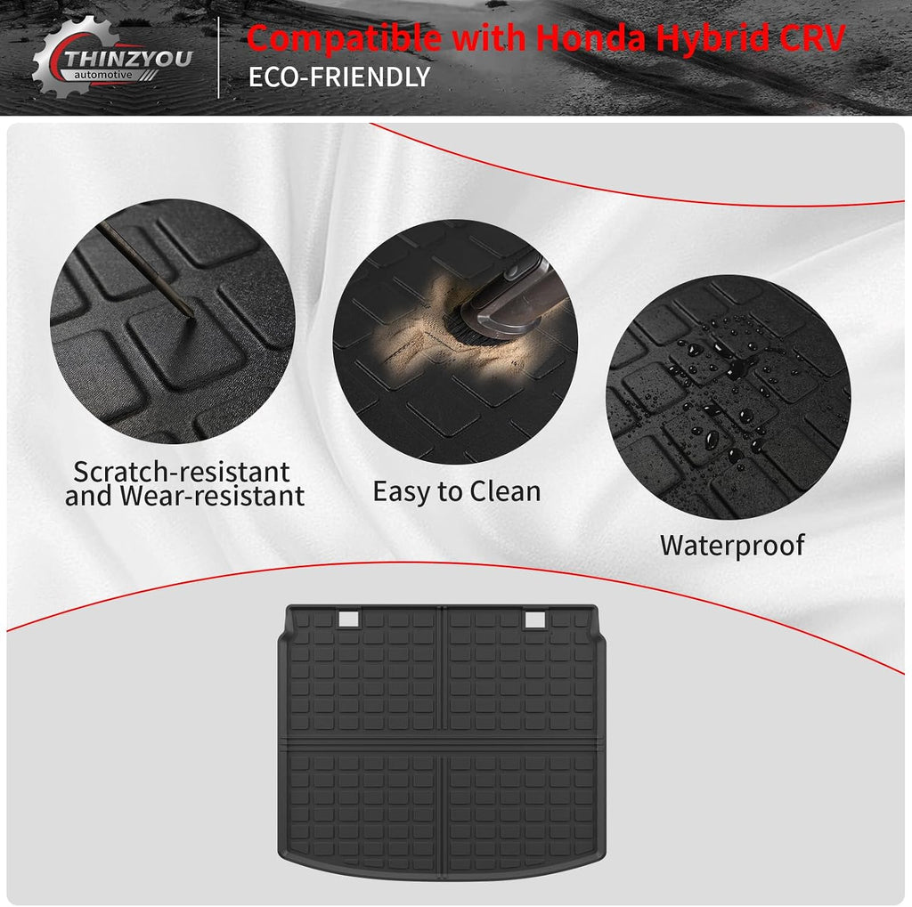 Floor Mats Compatible with 2023 2024 2025 2026 Honda CRV (Include Hybrid) Trunk Mat Cargo Liner All Weather Back Seat Cover CR-V Accessories (Upper Deck, Trunk Mat+Backrest Mats+Floor Mats)