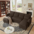 105' Convertible Sectional Sofa, U Shape Cloud Couch, Comfy Couches with Double Chaise and Sleepable Armrests, 4 Seats Sectional Couches for Living Room, Coffee