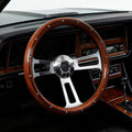 18' Universal Steering Wheel 455mm Chrome Aluminum Spokes Wood Grip, 5-Bolt Replacement for Kenworth for Peterbilt for Freightliner for Volvo–65mm Deep Dish Design 18inch Truck Steering Wheel