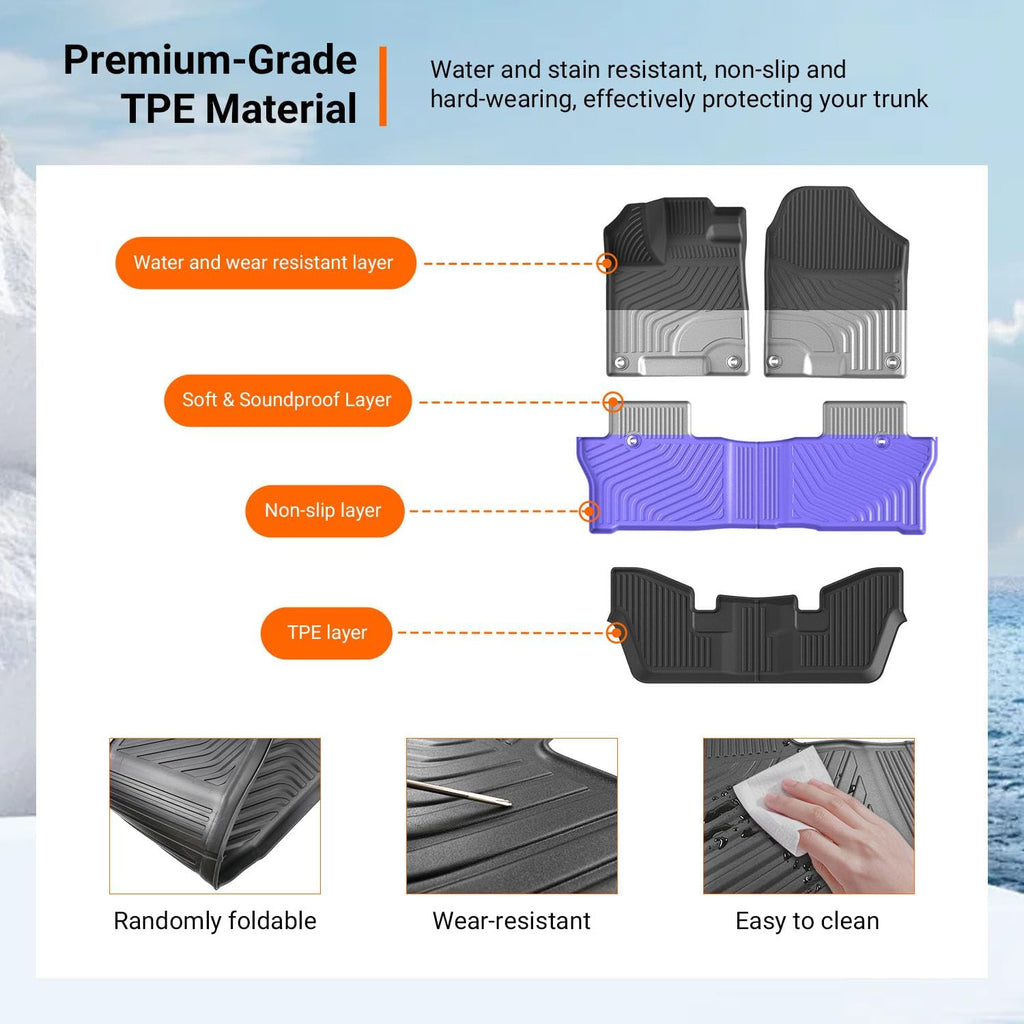 powoq 7 Seats Floor Mats Compatible with 2016-2022 Honda Pilot Cargo Mat Floor Liner Back Seat Protector TPE Replacement for 2016-2022 Honda Pilot Accessories (Trunk Mat with Backrest Mats+Floor mats)