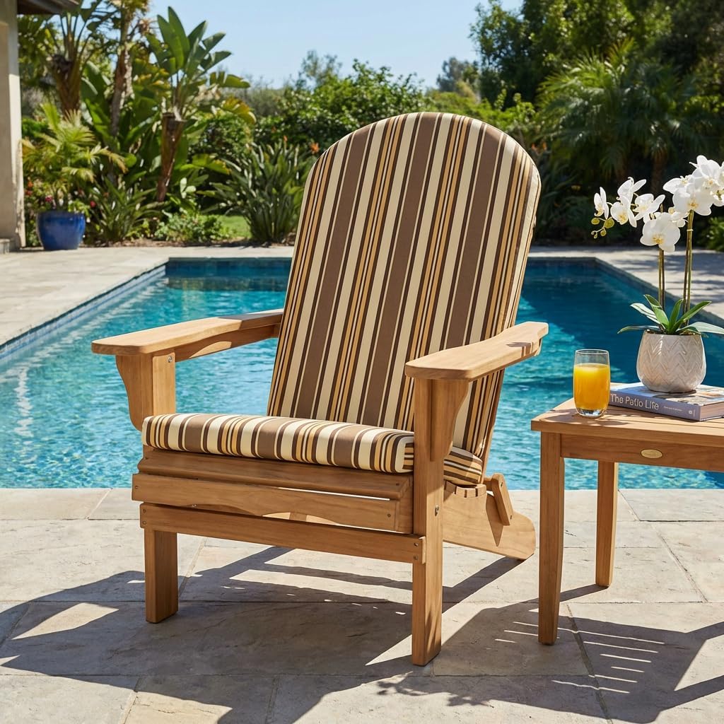 RSH DECOR: Sunbrella Foam Adirondack Chair Cushion | 48' x 20' x 2' | Performance Fabric | Water & Fade-Resistant | Outdoor Cushion for Patio Chairs | Made in USA (Anthony Praline)