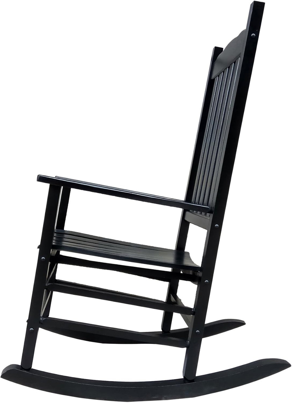 A001BK Black Wood Porch Rocker/Outdoor Rocking Chair - Easy to Assemble - Comfortable Size - Outdoor or Indoor Use