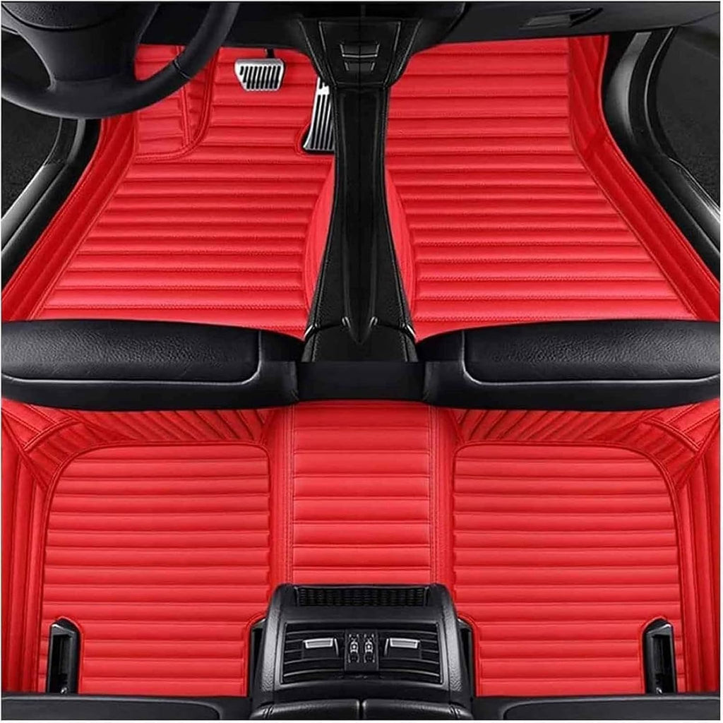 Custom All-Weather Car Floor Mats for Jaguar XE 2015-2018, Waterproof Anti-Slip Leather Mats Full Coverage 3D Design Cargo Liners Accessories, Red