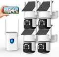 Solar Security Cameras Wireless Outdoor, 4 Cam-Kit, 4MP Home Security System with Color Night Vision, 2.4G & 5G WiFi, 360° Pan & Tilt, 32GB Local Storage, No Subscription, Motion Detection, Spotlight