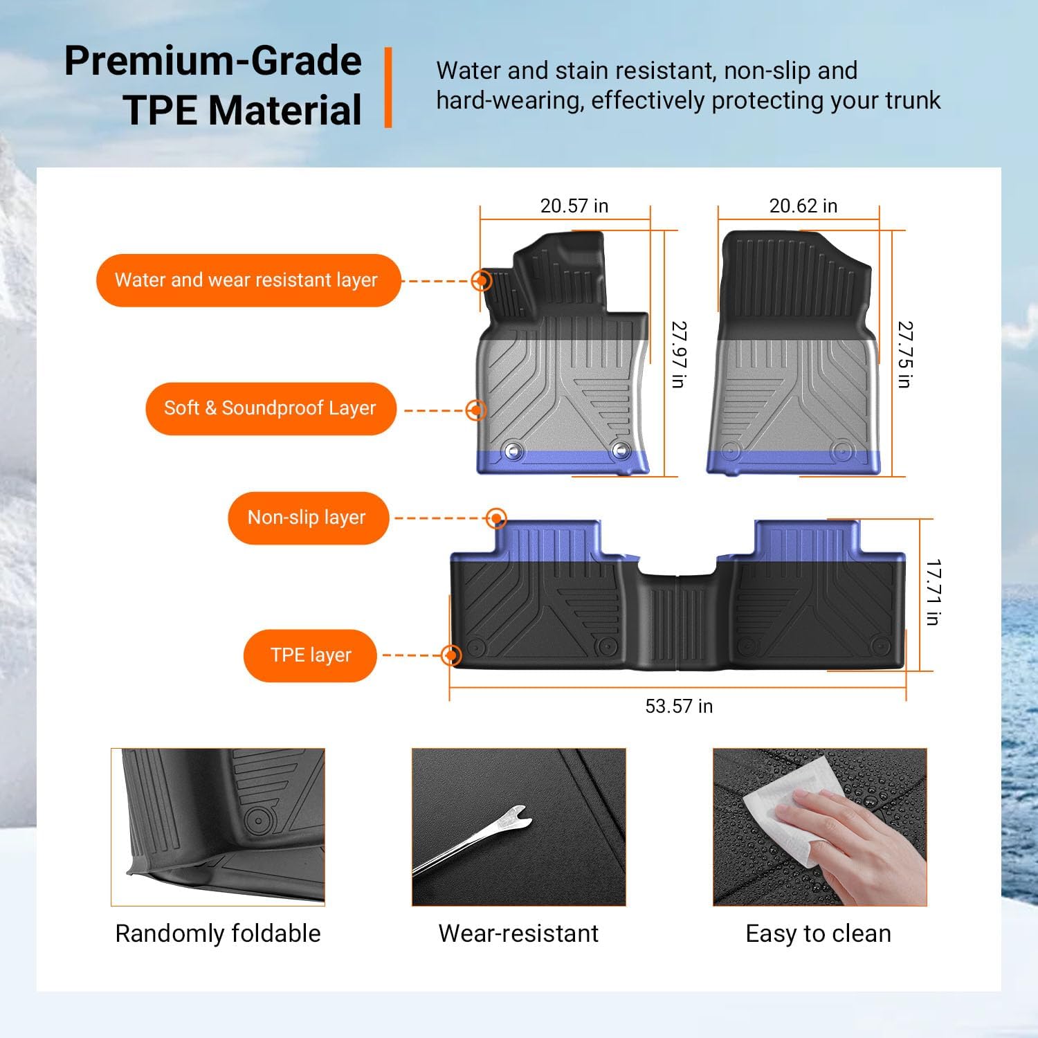 powoq Floor Mats Compatible with 2025 2026 Toyota Camry Cargo Mat Floor Liner (Includes Hybrid) Cargo Liner TPE Replacement for 2025-2026 Toyota Camry Accessories (Trunk Mat+Backrest Mats+Floor mats)