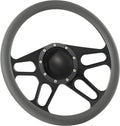 14'' Billet Half Wrap 9 Bolts Steering Wheel with 2'' Dish and Horn Button(Light Grey)
