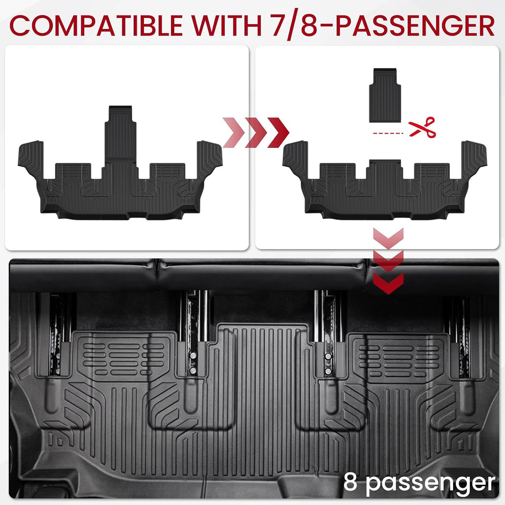 Floor Mats Cargo Mat Backrest Mats Trunk Lower Storage Mat for 2019-2026 Subaru Ascent Accessories, All-Weather TPE Trunk Mat Cargo Liner Door Sill Protector(Floor Mats+2-in-1 Cargo Mat)