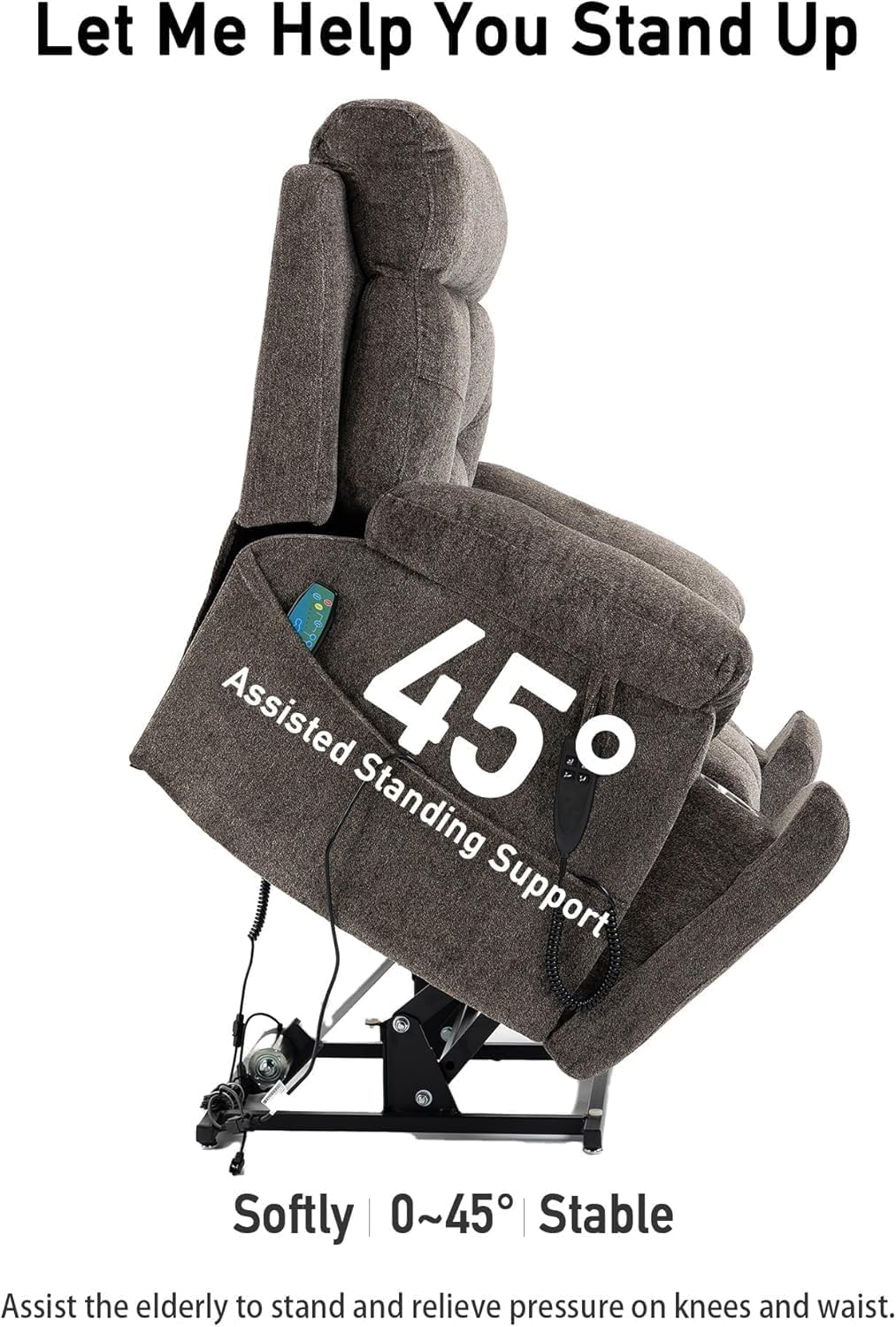 26in Extra Large Lazy Boy Recliner Chair for Tall Men Up to 6'2'/350lb Adjustment Power Lift Recliner Chair with Cupholder, Massage Chair Recliner with Lumbar Heating