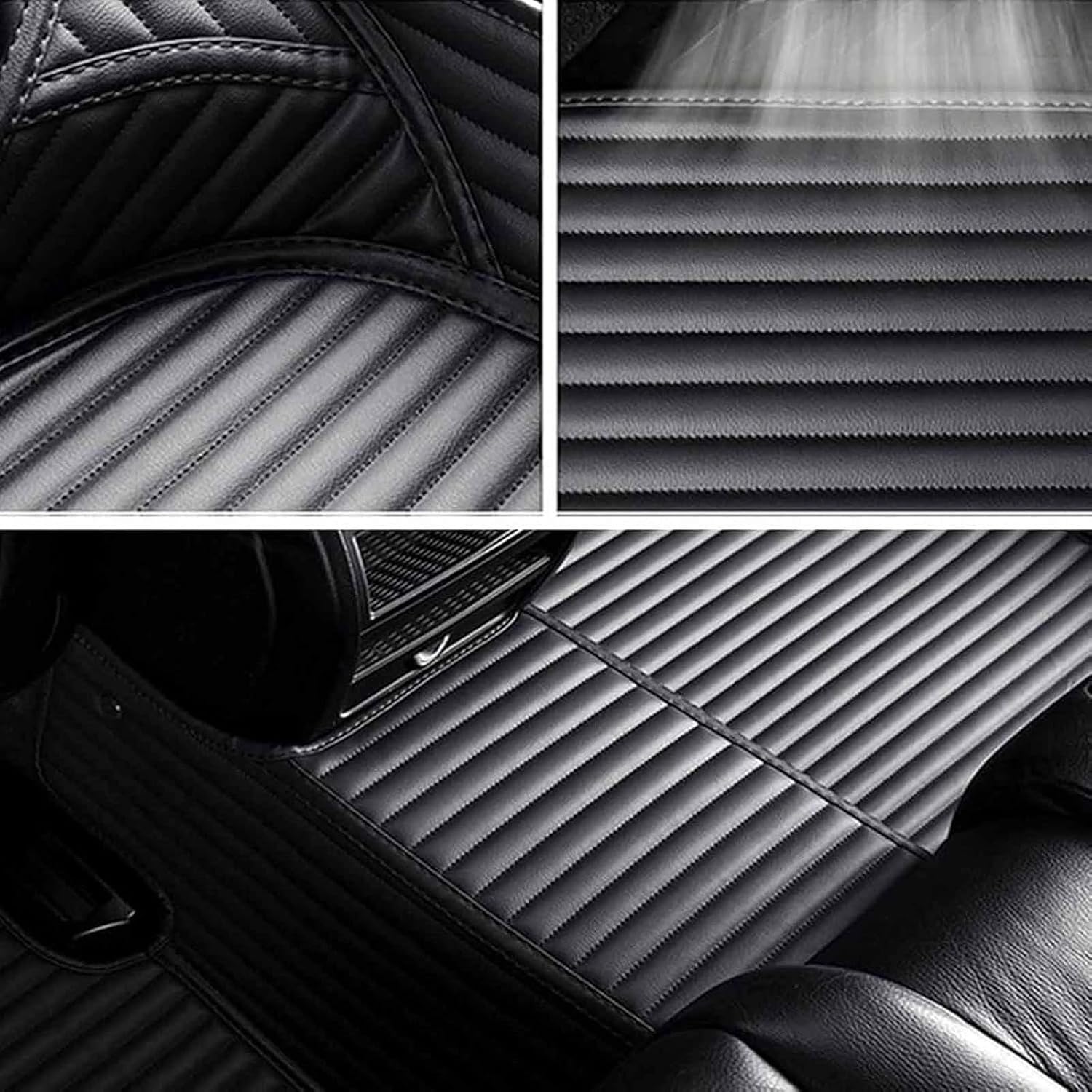 Custom All-Weather Car Floor Mats for Hyundai Veloster 2011-2015, Waterproof Anti-Slip Leather Mats Full Coverage 3D Design Cargo Liners Accessories, Black-Red