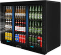 Commercial Back Bar Cooler with 3 Glass Doors, LED Lighting, 11.5 cu.ft Under Counter Beverage Refrigerator, ETL Certified Beer and Wine Cooler for Bar, Restaurant, Garage, Office, Home