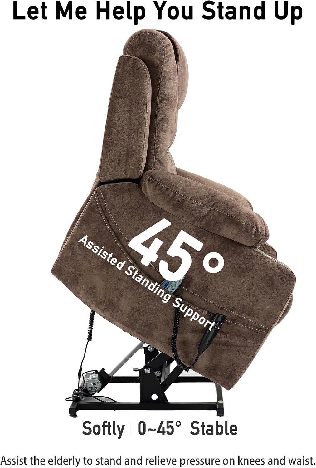 Oversized Lazy Boy Recliner Chair, 2 Motor Leather Recliner, Nursing Lift Chair with Massage and Lumbar Heating, Functional Adult Power Recliner with Cup Holders