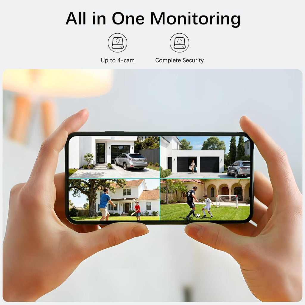 Solar Security Cameras Wireless Outdoor,2 Cam-Kit,Solar-Powered,No Subscription,Home Security Cameras System with 4MP Color Night Vision,Auto Tracking,Spotlight & Siren,64GB Memory Card, 2.4 & 5G WiFi