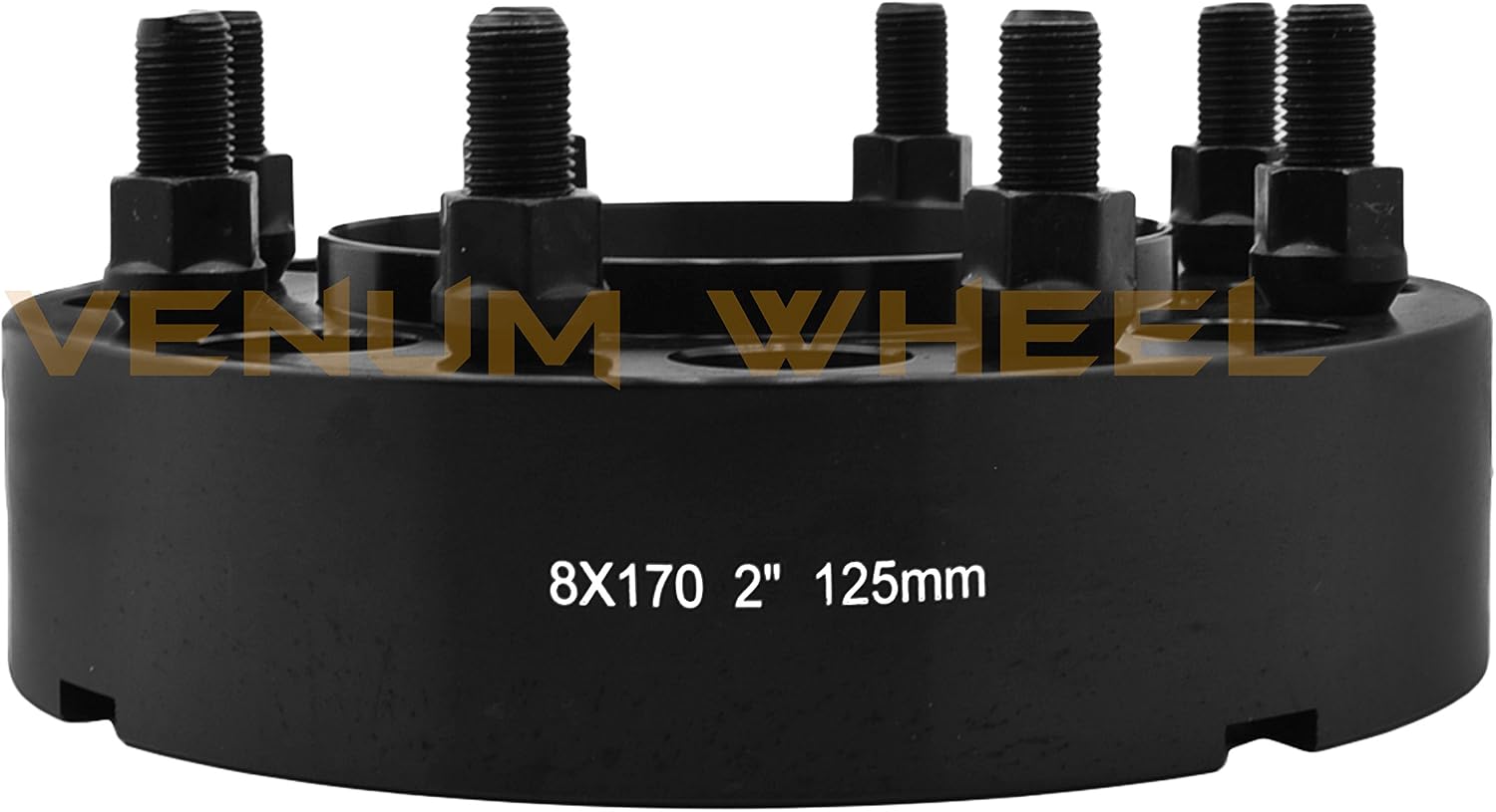 Complete Bolt-On Kit 2' Thick Black Hub Centric Wheel Spacers Adapters (True Hub Centric) With Lip M14x1.5 Studs Lug Nuts Made In USA Works With F-250 F-350 SRW Excursion