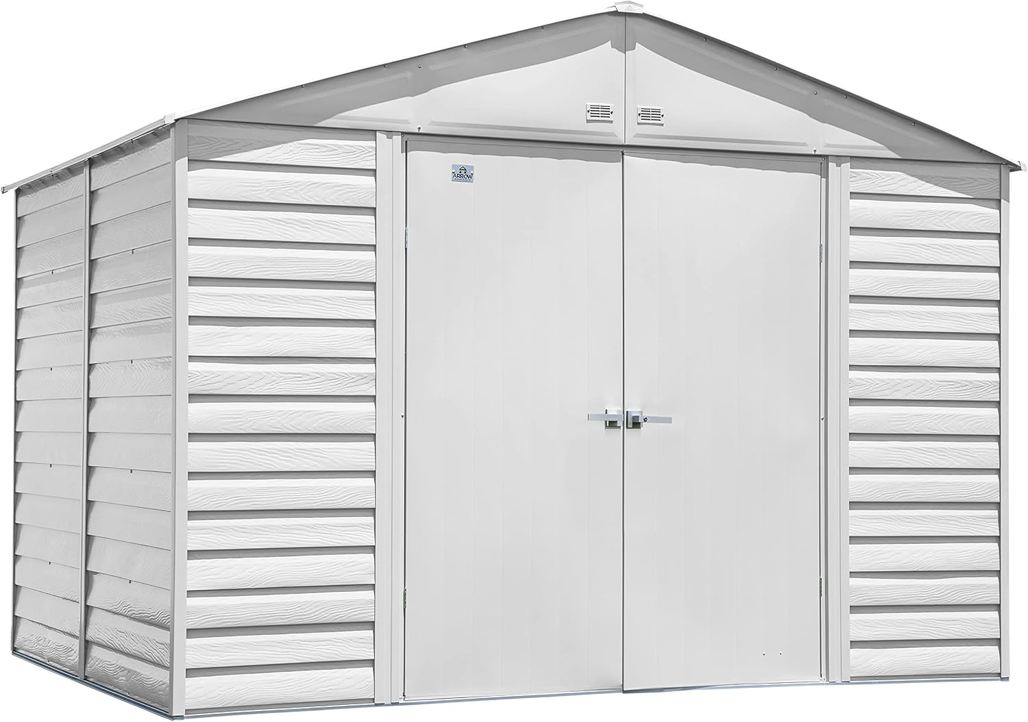 Arrow Select 10' x 8' Outdoor Lockable Steel Storage Shed Building, Flute Grey
