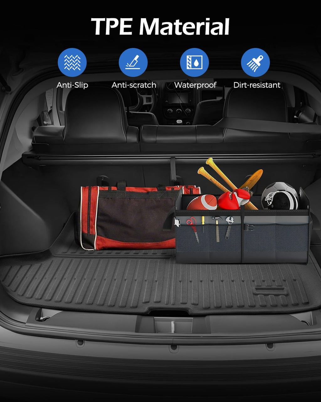 Car Floor Mats for Jeep Patriot 2007-2017: for Dodge Caliber 2007-2012/for Compass Old Body Style with Trunk Mat, 5PCS Rubber All Weather Black Floor Liners, Anti-Slip Interior Protection Accessories