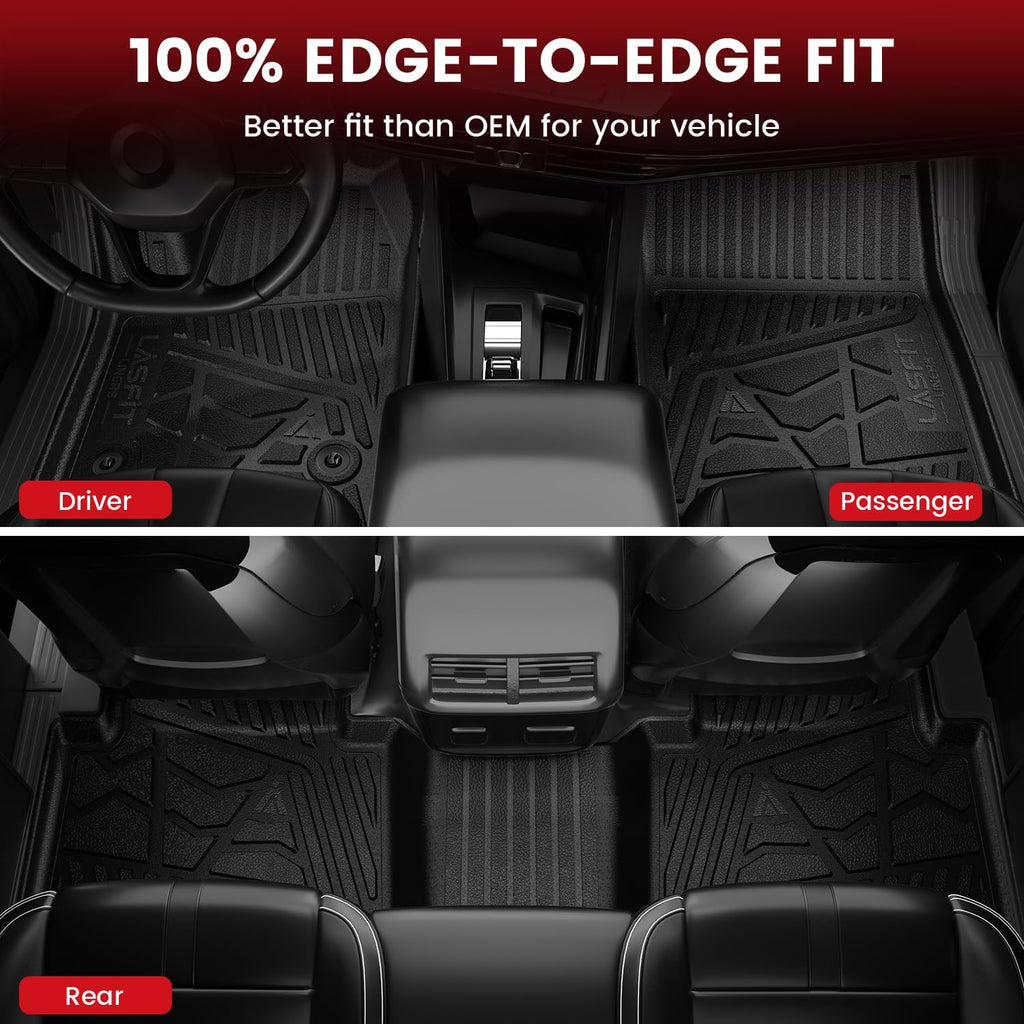 LASFIT Floor Mats for Chevrolet Chevy Colorado/GMC Canyon Crew Cab 2023 2024 2025 2026 (Fit Carpet Floor), All Weather TPE Custom Fit Floor Mats for Cars, 1st and 2nd Row Car Floor Mats Full Set