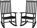 ZenStyle Outdoor Rocking Chair Set of 2 with High Back, Perfect for Indoor or Outdoor All Weather Porch Rocker for Garden, Lawn, Balcony, Backyard, Wooden Porch Rocker (2, Black)