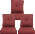 Outdoor Chair Cushions 3 Packs - Outside High Back Thick Water-Resistant Cushion 22x24 with Zipper Cover for Patio Glider Rocking Chairs Loveseat Couch – Red/Buckle