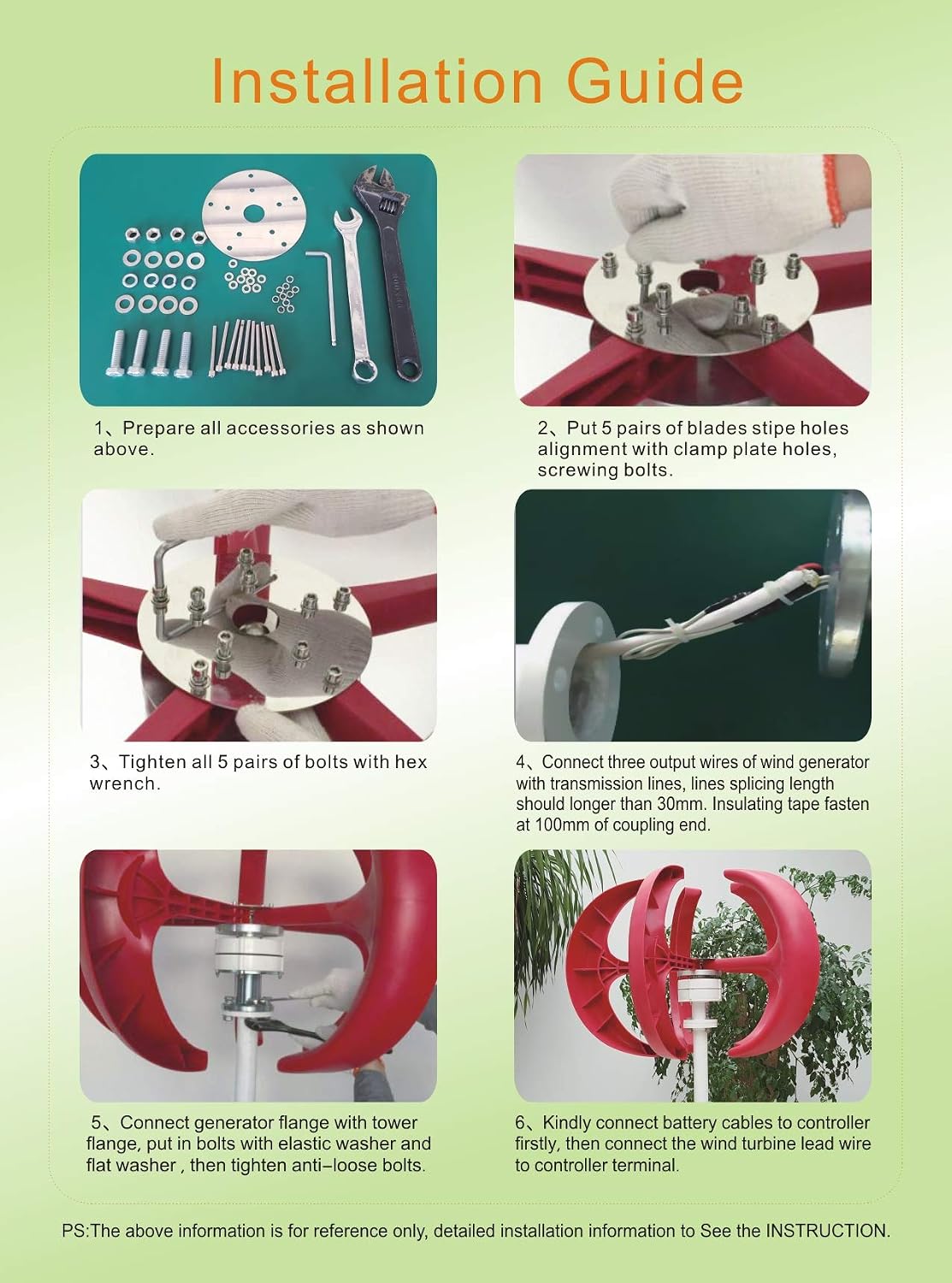 1000W Wind Turbine Generator Lanterns 12V 24V 48V with Controller Low Noise Maglev Wind Turbine Suitable for Outdoor Power Generation(5 Blades)