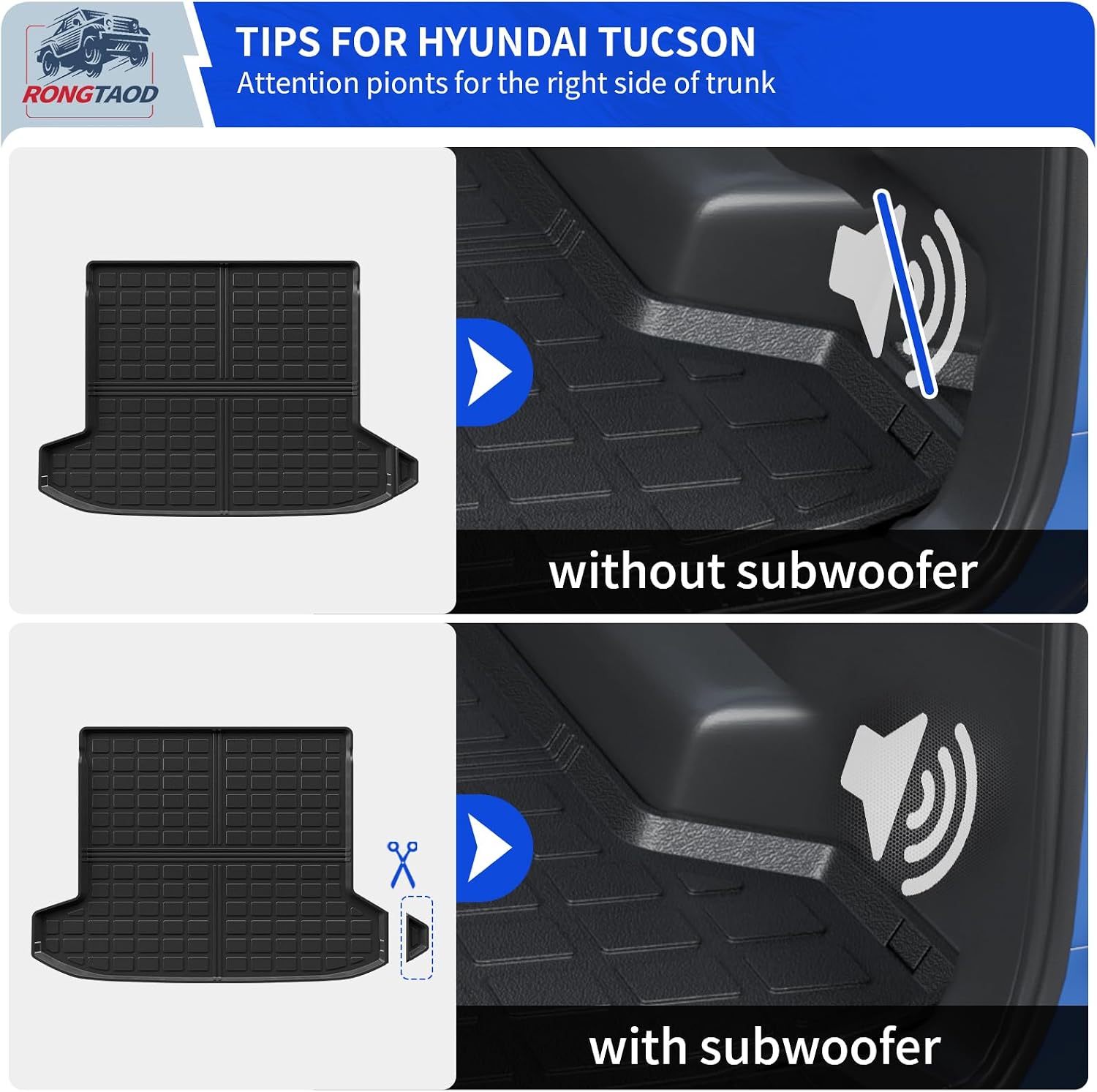 Rongtaod Floor Mats Compatible with 2022-2026 Hyundai Tucson Cargo Mat TPE Trunk Mat Cargo Liner All Weather Back Seat Cover Protectors 2025 Tucson Accessories (Backrest Mats+Trunk mat+Floor Mats)