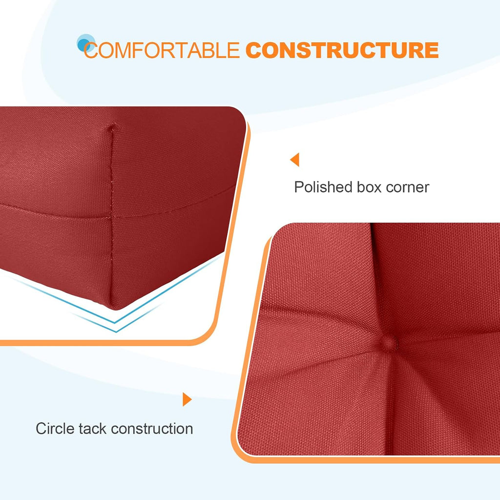 EAGLE PEAK Tufted Outdoor/Indoor Seat/Back Chair Cushions, 4 Pack, 42'' x 21'', Red