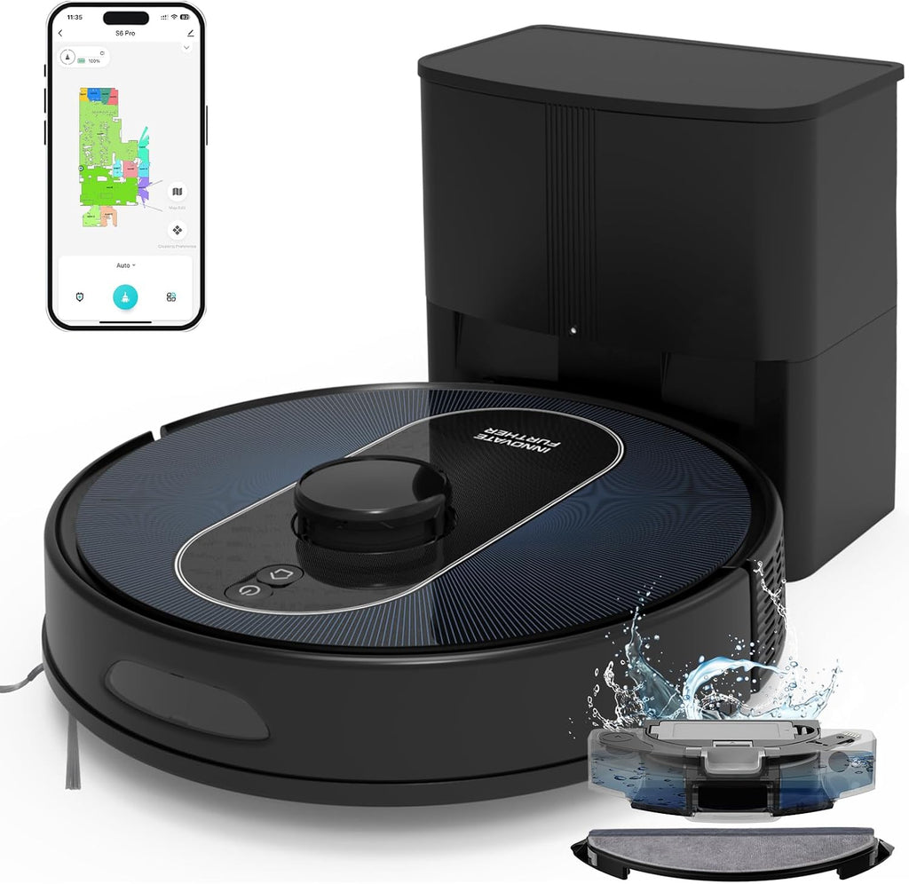Robot Vacuum and Mop Self-Emptying: 5000Pa Robotic Vacuum 3-In-1 LiDAR Navigation, Real-Time Mapping/No-Go Zones for 60 Days Hands-Free Cleaning, Alexa/APP Robot Vacuum Cleaner for Hard Floor & Carpet