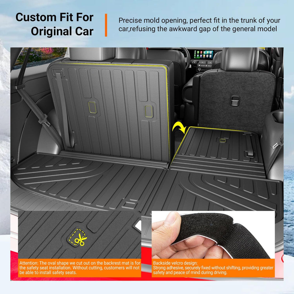 powoq 7 Seats Fuel Floor Mats Compatible with 2026 Palisade Cargo Mat Floor Liner TPE Back Seat Protector Replacement for 2026 Palisade Accessories (Trunk Mat with Backrest Mat+Floor Mats)