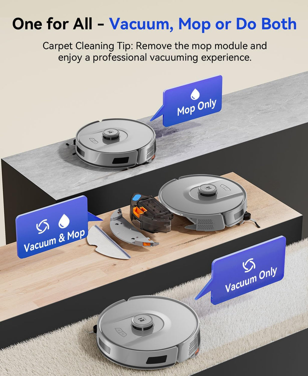Robot Vacuum 20,000 Pa Robot Vacuum and Mop,90 Day Self Emptying Vacuum Robot,Lidar Navigation,5G/2.4GWiFi APP Aspirateur Robot,Self-Charging Robot Vacuums for Pet,Floor,Carpet Gray R11