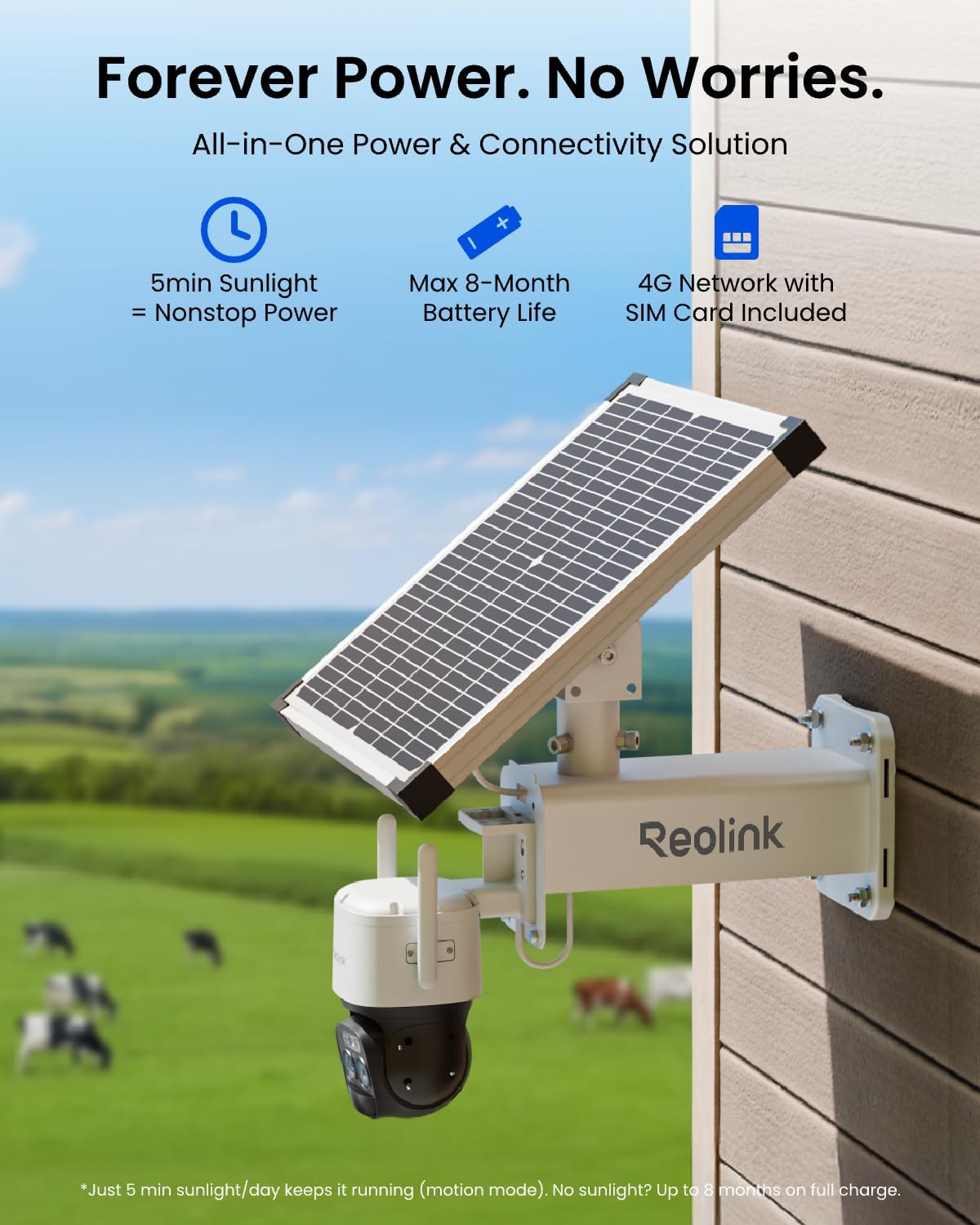 REOLINK Smart Cellular Battery/Solar Security Camera Outdoor, 2K HD, AOV Camera & 24/7 Recording, Long Battery Life, ColorX, Smart Detection, 512GB Local Storage, TrackMix LTE Plus 2+Solar Panel Plus