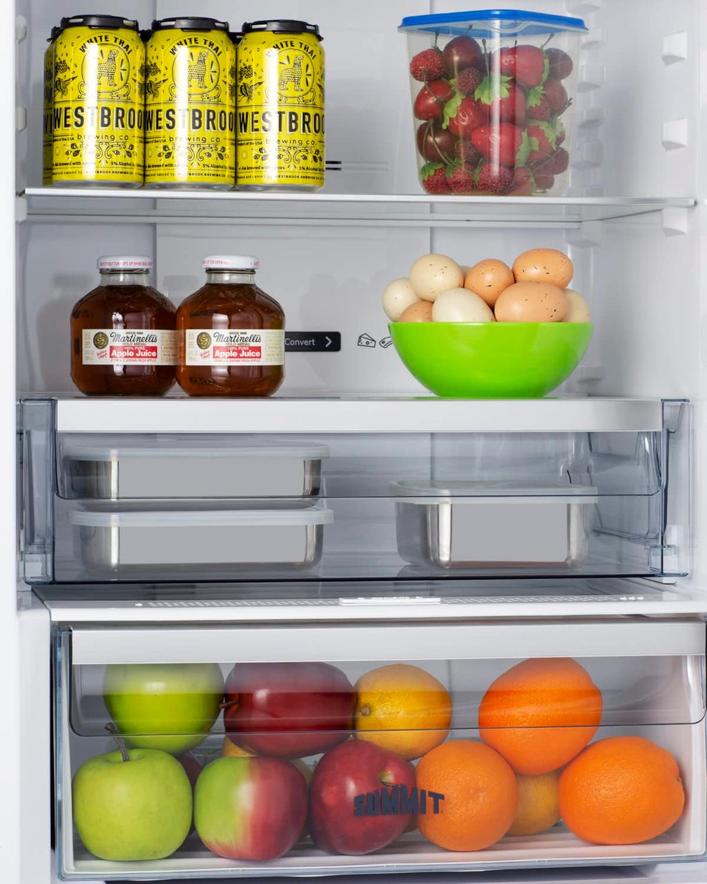 Summit Appliance FFBF249SS2LHD 24' Wide Bottom Freezer Refrigerator; Stainless Steel Doors; 10.6 cu.ft Capacity; Open Door Alarm; Digital Thermostats; Frost-Free/Automatic, Child Lock