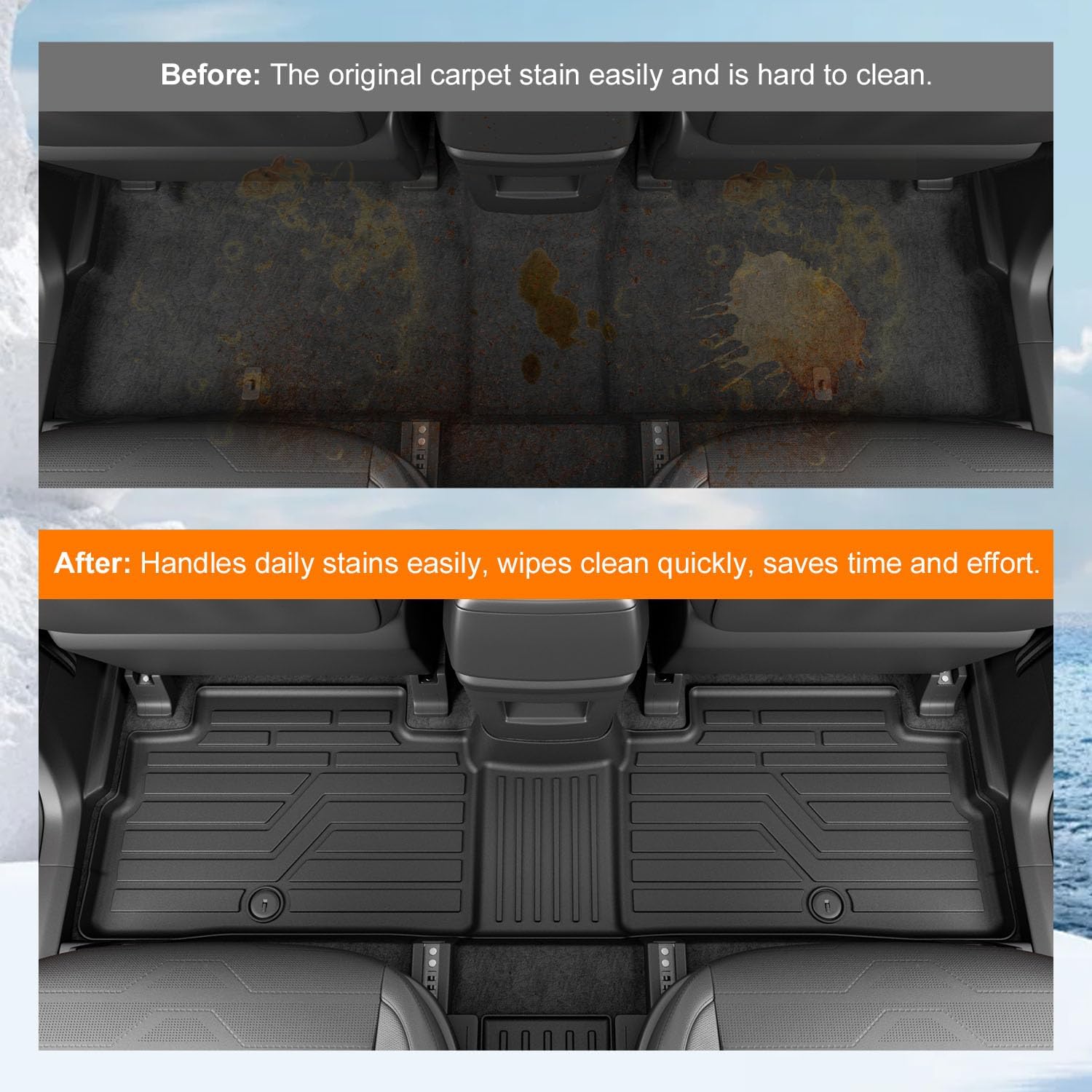 powoq Floor Mat Compatible with 2020-2025 Kia Telluride Trunk Mat with Backrest Mat 3rd Row Replacement for 2020-2022 2023 2024 2025 Kia Telluride Accessories(Trunk Mat with Backrest Mat,Floor Mat)