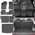 powoq Floor Mats Compatible with 2017-2025 Jeep Compass Trunk Mat Backrest Mat Cargo Liner TPE Replacement for 2017-2025 Jeep Compass Accessories (Trunk Mat+Backrest Mat+Floor Mats)