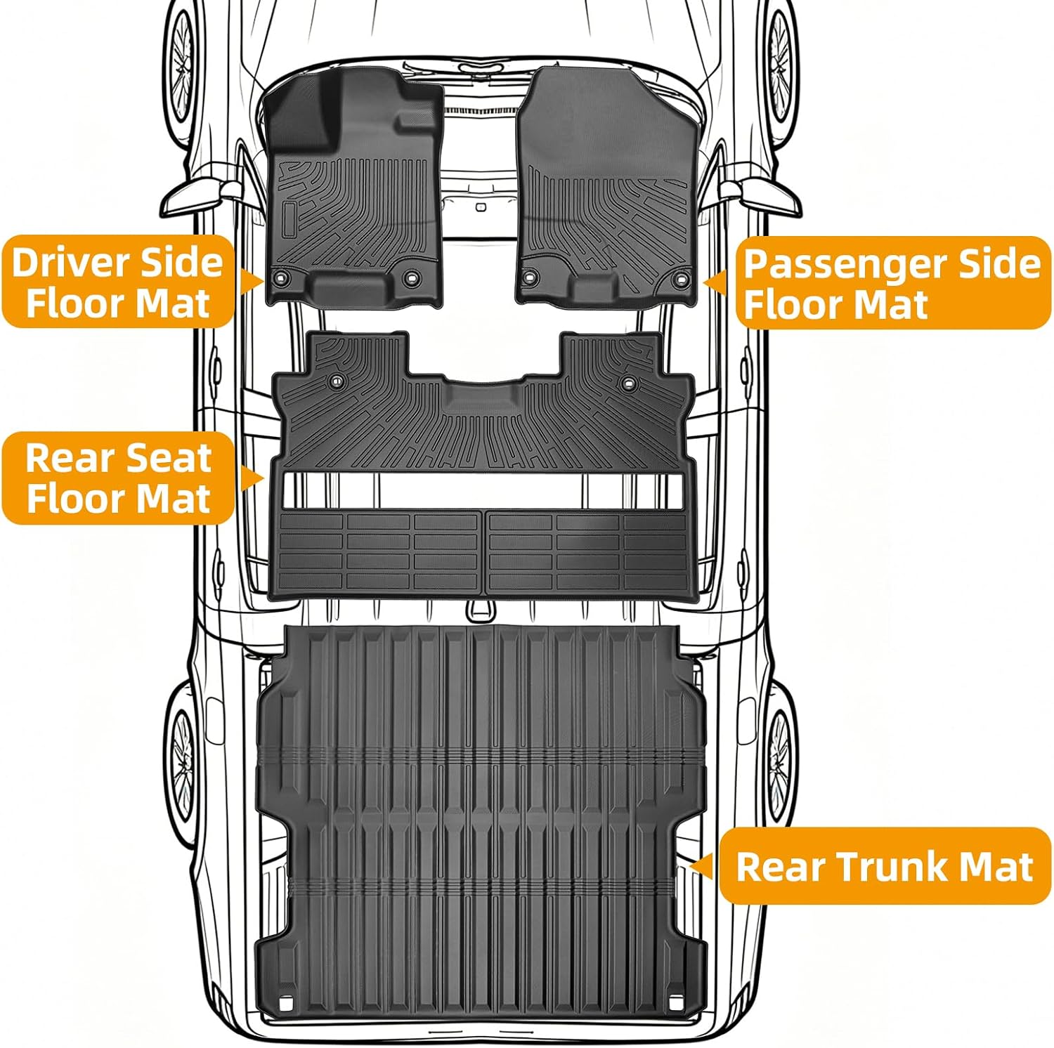 Floor Mats for Honda Ridgeline 2017 2018-2026, TPE Ridgeline Sport,RTL,Trail Sport,Black Edition, RTL-E Floor Mats, Non-Slip Waterproof Summer Winter 1st & 2nd Row & Bed Liners