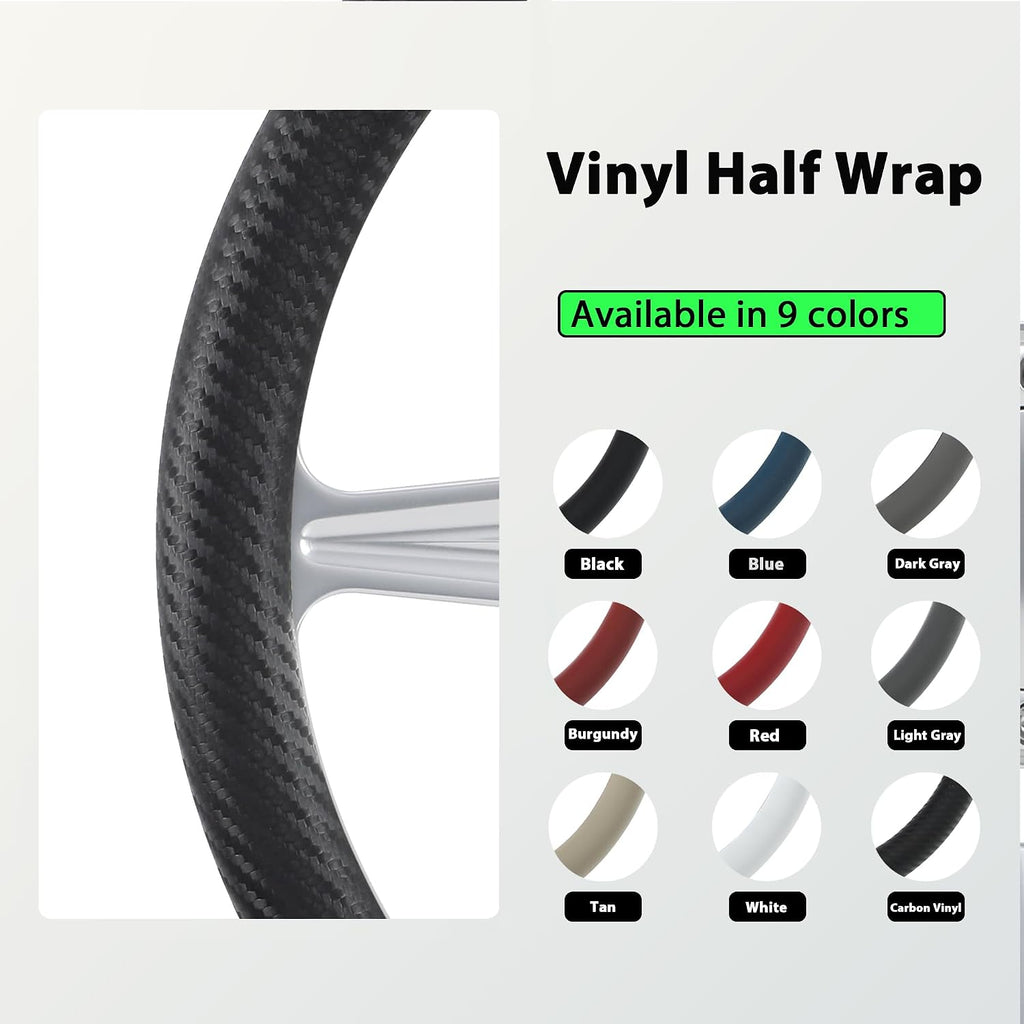 14' Satin Billet Steering Wheel Half Wrap with Horn Button-Carbon Vinyl