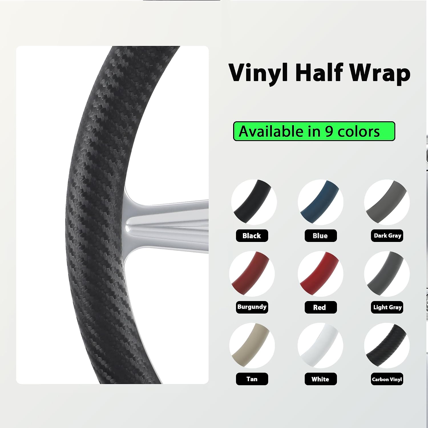 14' Satin Billet Steering Wheel Half Wrap with Horn Button-Carbon Vinyl