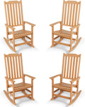 Outdoor Rocking Chairs Set of 4, Oversized All Weather High Back Porch Rocker, Patio Rockers for Outside