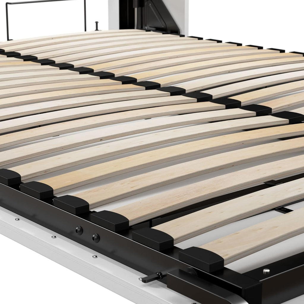 Bestar Pur Queen Murphy Bed with Sofa and Shelving Units, 115-inch Space-Saving Wall Bed